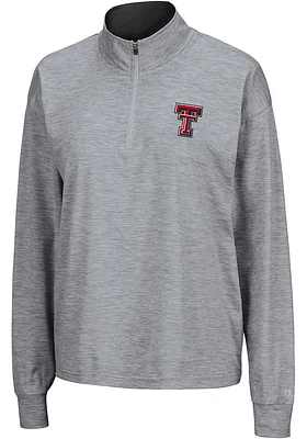 Colosseum Texas Tech Red Raiders Womens Grey Oversized Qtr Zip Pullover