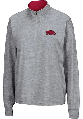 Colosseum Arkansas Razorbacks Womens Grey Oversized Qtr Zip Pullover