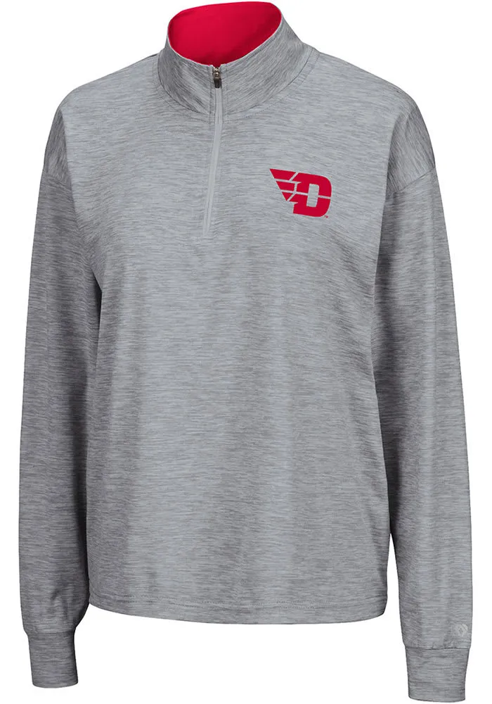 Colosseum Dayton Flyers Womens Grey Oversized Qtr Zip Pullover