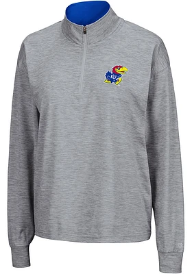 Colosseum Kansas Jayhawks Womens Grey Oversized Qtr Zip Pullover