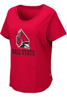 Colosseum Ball State Cardinals Womens Red Myla Short Sleeve T-Shirt
