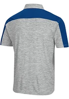 Colosseum Kansas Jayhawks Mens Grey Einstein Short Sleeve Polo