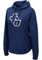 Colosseum John Carroll Blue Streaks Womens Navy Crossover Hooded Sweatshirt