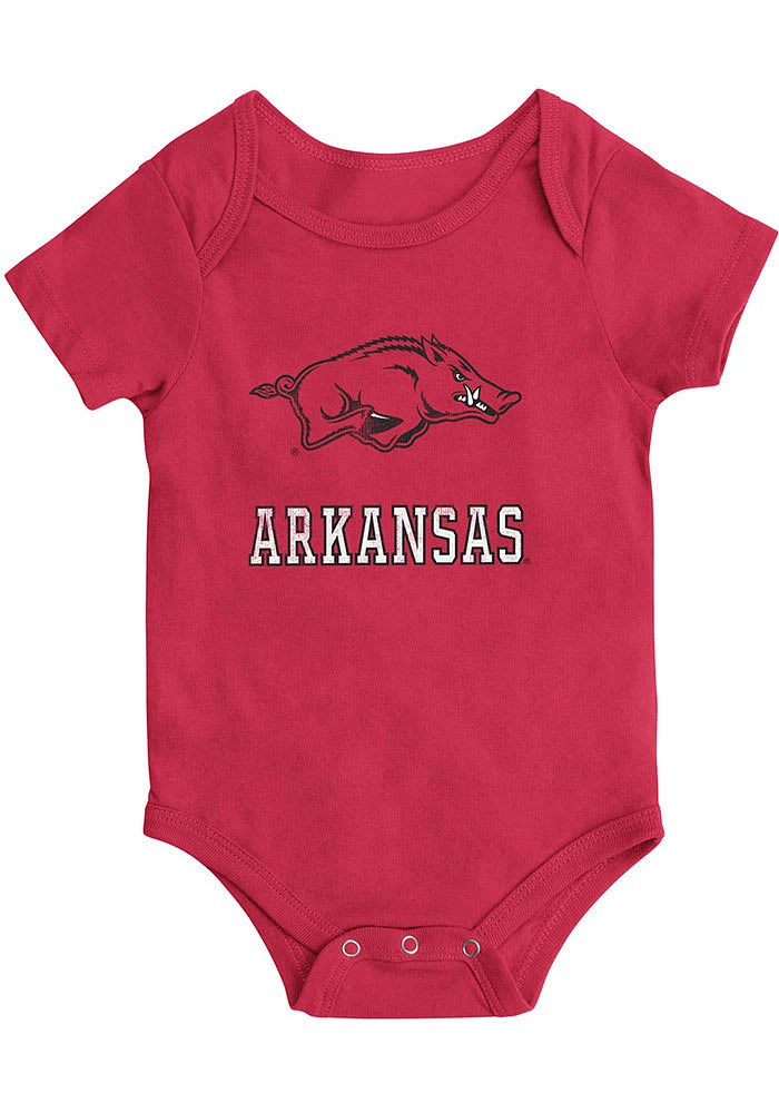 Colosseum Arkansas Razorbacks Baby Cardinal Primary Logo Short Sleeve One Piece