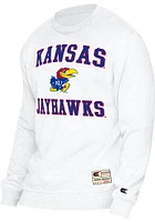 Colosseum Kansas Jayhawks Mens White Authentic Number One Long Sleeve Crew Sweatshirt