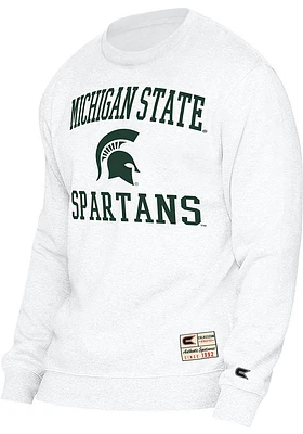 Colosseum Michigan State Spartans Mens White Authentic Number One Long Sleeve Crew Sweatshirt