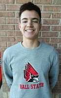 Colosseum Ball State Cardinals Mens Grey Stadium Logo Distressed Long Sleeve Crew Sweatshirt