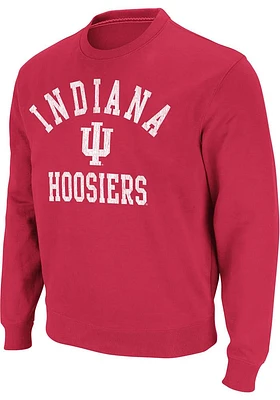 Colosseum Indiana Hoosiers Mens Crimson Stadium Number One Long Sleeve Crew Sweatshirt