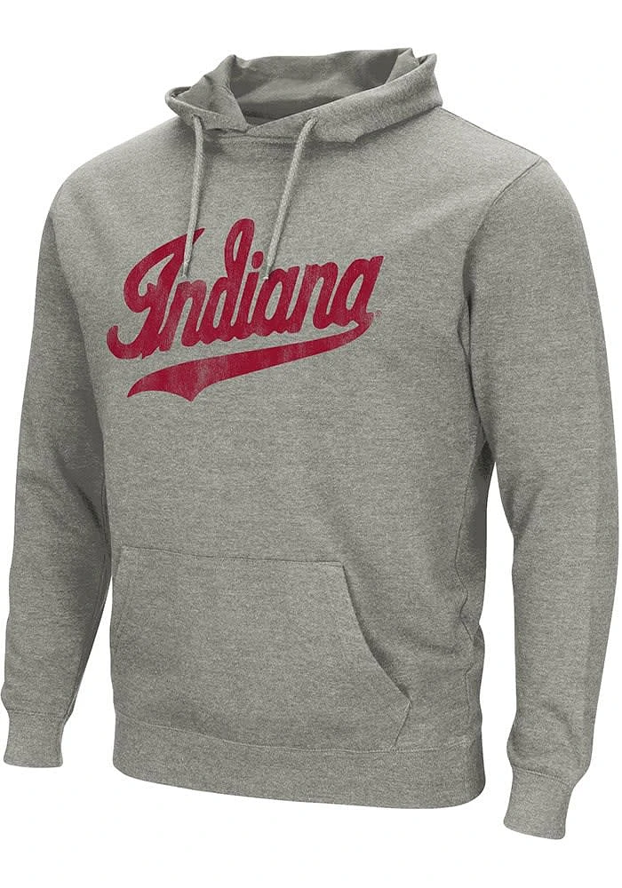 Colosseum Indiana Hoosiers Mens Grey Campus Wordmark Long Sleeve Hoodie
