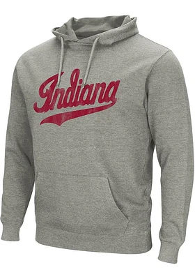 Colosseum Indiana Hoosiers Mens Grey Campus Wordmark Long Sleeve Hoodie
