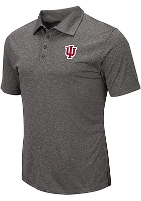 Colosseum Indiana Hoosiers Mens Charcoal Adventurer Short Sleeve Polo