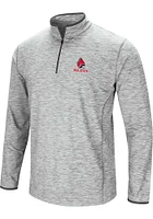 Colosseum Ball State Cardinals Mens Grey Sprint Long Sleeve Qtr Zip Pullover