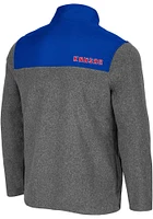 Colosseum Kansas Jayhawks Mens Charcoal Huff Snap Polar Fleece Long Sleeve Qtr Zip Pullover