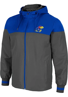 Colosseum Kansas Jayhawks Mens Charcoal Game Night Coachs Full Zip Light Weight Jacket