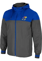Colosseum Kansas Jayhawks Mens Charcoal Game Night Coachs Full Zip Light Weight Jacket