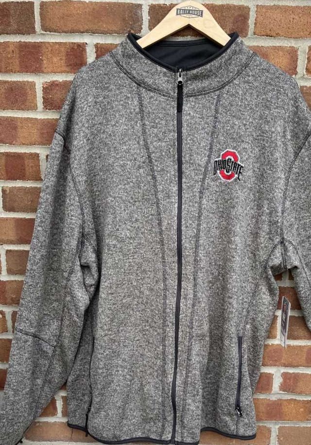 Colosseum Ohio State Buckeyes Mens Charcoal Derek Knit Fleece Medium Weight Jacket