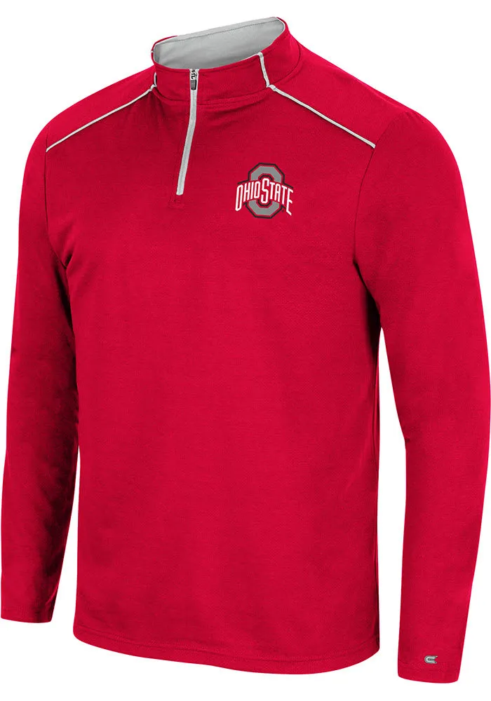 Colosseum Ohio State Buckeyes Mens Red Eastwood Long Sleeve Qtr Zip Pullover