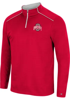 Colosseum Ohio State Buckeyes Mens Red Eastwood Long Sleeve Qtr Zip Pullover
