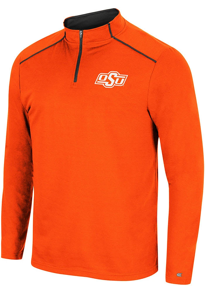 Colosseum Oklahoma State Cowboys Mens Orange Eastwood Long Sleeve Qtr Zip Pullover
