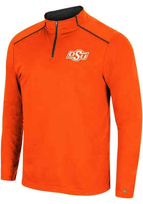 Colosseum Oklahoma State Cowboys Mens Orange Eastwood Long Sleeve Qtr Zip Pullover