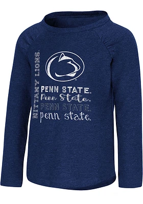 Colosseum Penn State Nittany Lions Toddler Girls Navy Blue Heart Long Sleeve T Shirt