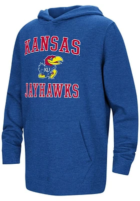 Colosseum Kansas Jayhawks Youth Blue #1 Design Long Sleeve Hoodie