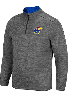Colosseum Kansas Jayhawks Mens Charcoal Dak Long Sleeve Qtr Zip Pullover