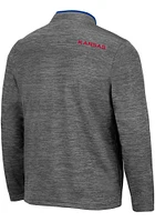 Colosseum Kansas Jayhawks Mens Charcoal Dak Long Sleeve Qtr Zip Pullover