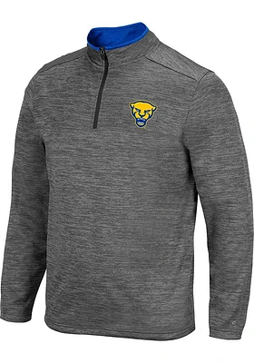 Colosseum Pitt Panthers Mens Charcoal Dak Long Sleeve Qtr Zip Pullover