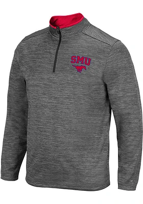 Colosseum SMU Mustangs Mens Charcoal Dak Long Sleeve Qtr Zip Pullover