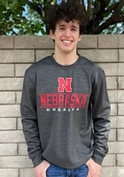 Colosseum Nebraska Cornhuskers Mens Charcoal Cam Long Sleeve Sweatshirt