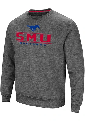 Colosseum SMU Mustangs Mens Charcoal Cam Long Sleeve Sweatshirt