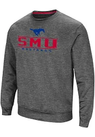 Colosseum SMU Mustangs Mens Charcoal Cam Long Sleeve Sweatshirt