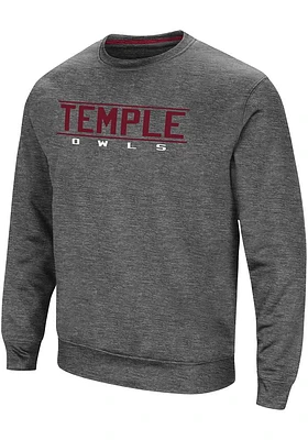 Colosseum Temple Owls Mens Charcoal Cam Long Sleeve Sweatshirt