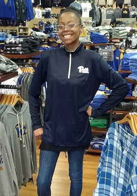 Colosseum Pitt Panthers Mens Navy Blue Embossed Long Sleeve Qtr Zip Pullover