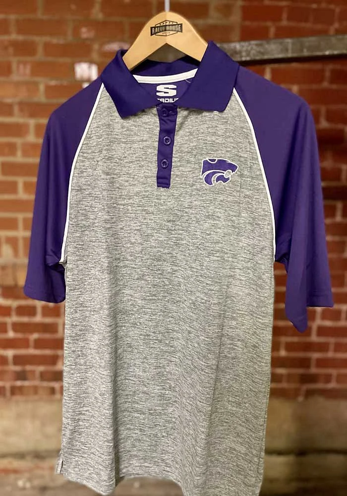Colosseum K-State Wildcats Mens Grey Rentaswag Short Sleeve Polo
