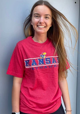 Colosseum Kansas Jayhawks Red Dual Blend Short Sleeve T Shirt