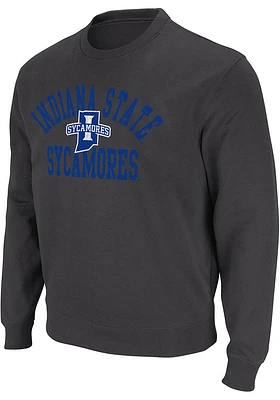 Colosseum Indiana State Sycamores Mens Black Stadium Number One Long Sleeve Crew Sweatshirt