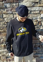 Colosseum Michigan Tech Huskies Mens Black Arch Mascot Long Sleeve Crew Sweatshirt
