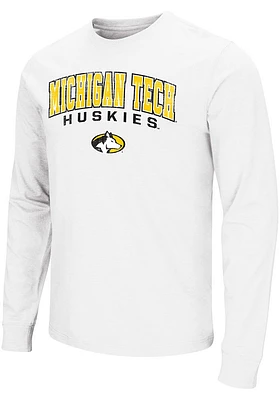 Colosseum Michigan Tech Huskies White Arch Mascot Long Sleeve T Shirt
