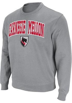 Colosseum Carnegie Mellon Tartans Mens Grey Arch Mascot Long Sleeve Crew Sweatshirt