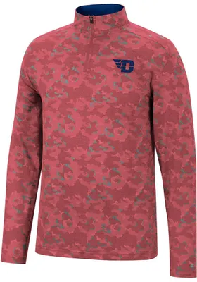 Colosseum Dayton Flyers Mens Red Tivo Camo Long Sleeve Qtr Zip Pullover