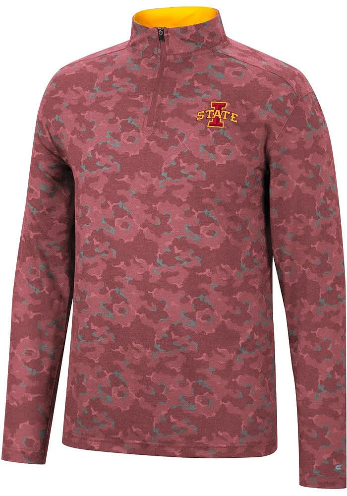 Colosseum Iowa State Cyclones Mens Cardinal Tivo Camo Long Sleeve Qtr Zip Pullover