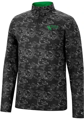 Colosseum North Texas Mean Green Mens Black Tivo Camo Long Sleeve Qtr Zip Pullover