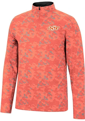 Colosseum Oklahoma State Cowboys Mens Orange Tivo Camo Long Sleeve Qtr Zip Pullover