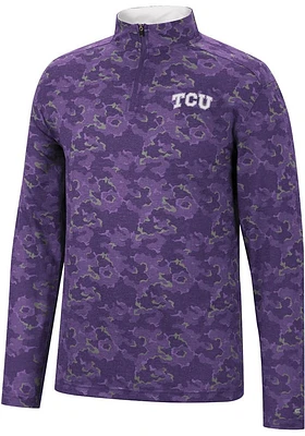 Colosseum TCU Horned Frogs Mens Purple Tivo Camo Long Sleeve Qtr Zip Pullover