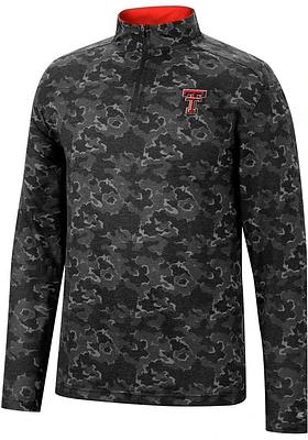 Colosseum Texas Tech Red Raiders Mens Black Tivo Camo Long Sleeve Qtr Zip Pullover