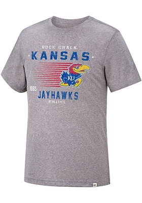 Colosseum Kansas Jayhawks Grey Les Triblend Short Sleeve Fashion T Shirt