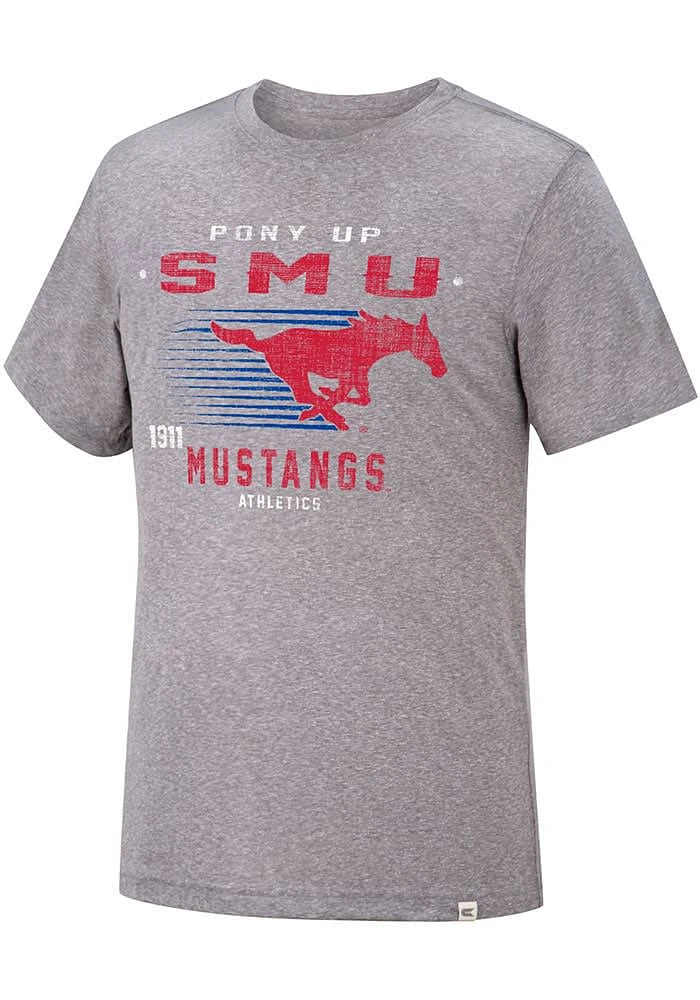 Colosseum SMU Mustangs Grey Les Triblend Short Sleeve Fashion T Shirt