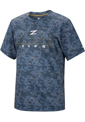 Colosseum Akron Zips Navy Blue Pyrotechnics Camo Short Sleeve T Shirt